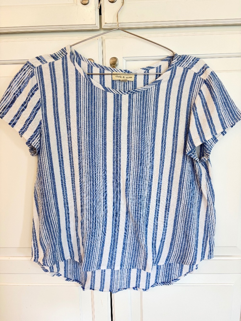 Women’s cloth and Stone, blue and white striped top size medium